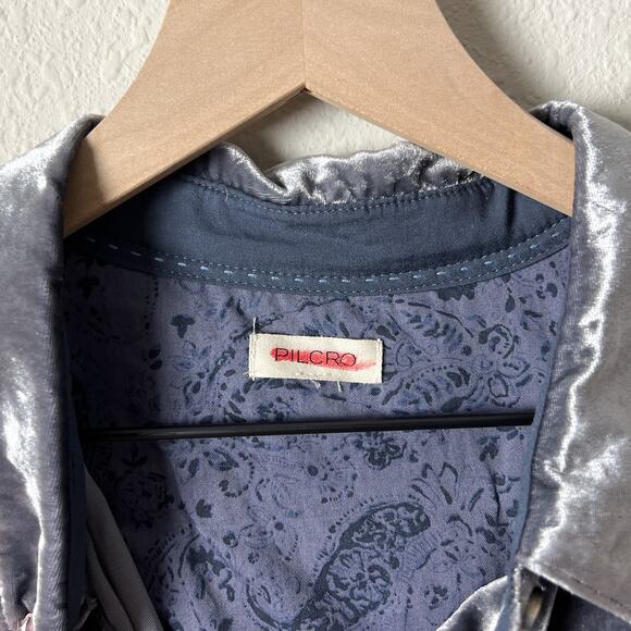 pilcro anthropologie hadley purple relaxed velvet buttondown shirt blouse - Picture 9 of 10